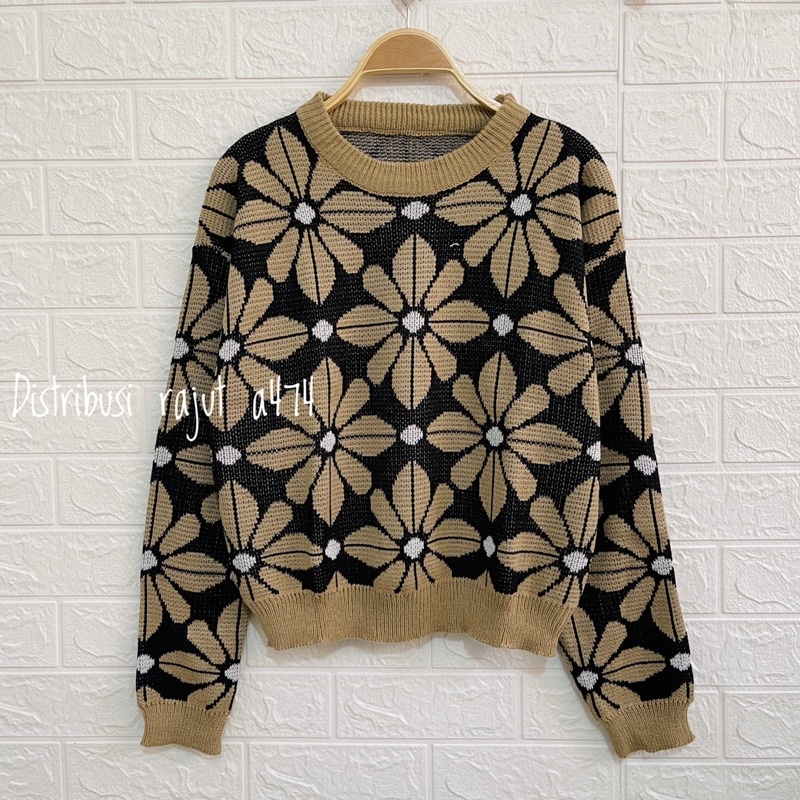 Sweater Rajut Bunga Wanita - Premium Cardigan - Cardigan Urban Flower Miya