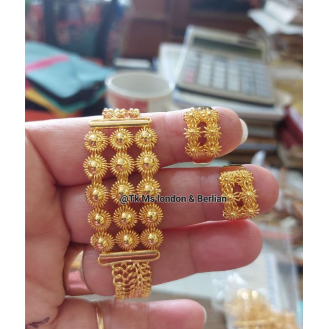 Gelang emas LM 24K. Kadar 99,99%. Emas Tua.
