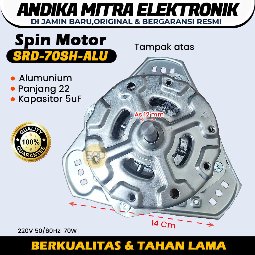 (L) Dinamo Pengering Mesin Cuci AS 10 mm SRD 70SH ALU Berkualitas dan Tahan Lama