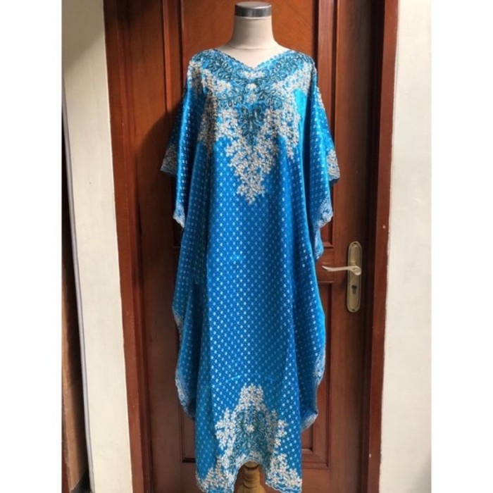 Gamis Jumbo Murah KAFTAN INDIA SONGKET/KAFTAN LEBARAN/KAFTAN MEWAH/BAJU MUSLIM/GAMIS - Biru Tosca Be