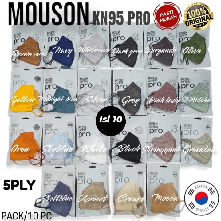 READY MASKER KN95 KN 95 MOUSON PRO 5 PLY KAWAT DALAM WARNA WARNI SHRIMP PINK MOCCA KUNING ABU HITAM 