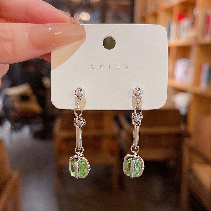 Anting Tusuk Gantung Bahan Sterling silver 925 Desain Geometri Gaya Perancis / Retromewah Untuk Wanita