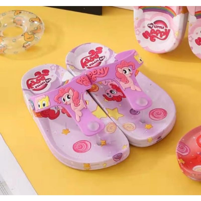 Sandal jepit anak Perempuan impor motif kuda ponny sandal jepit anak cewek motif unicorn sandal jepit anak litle pony nyaman kekinian