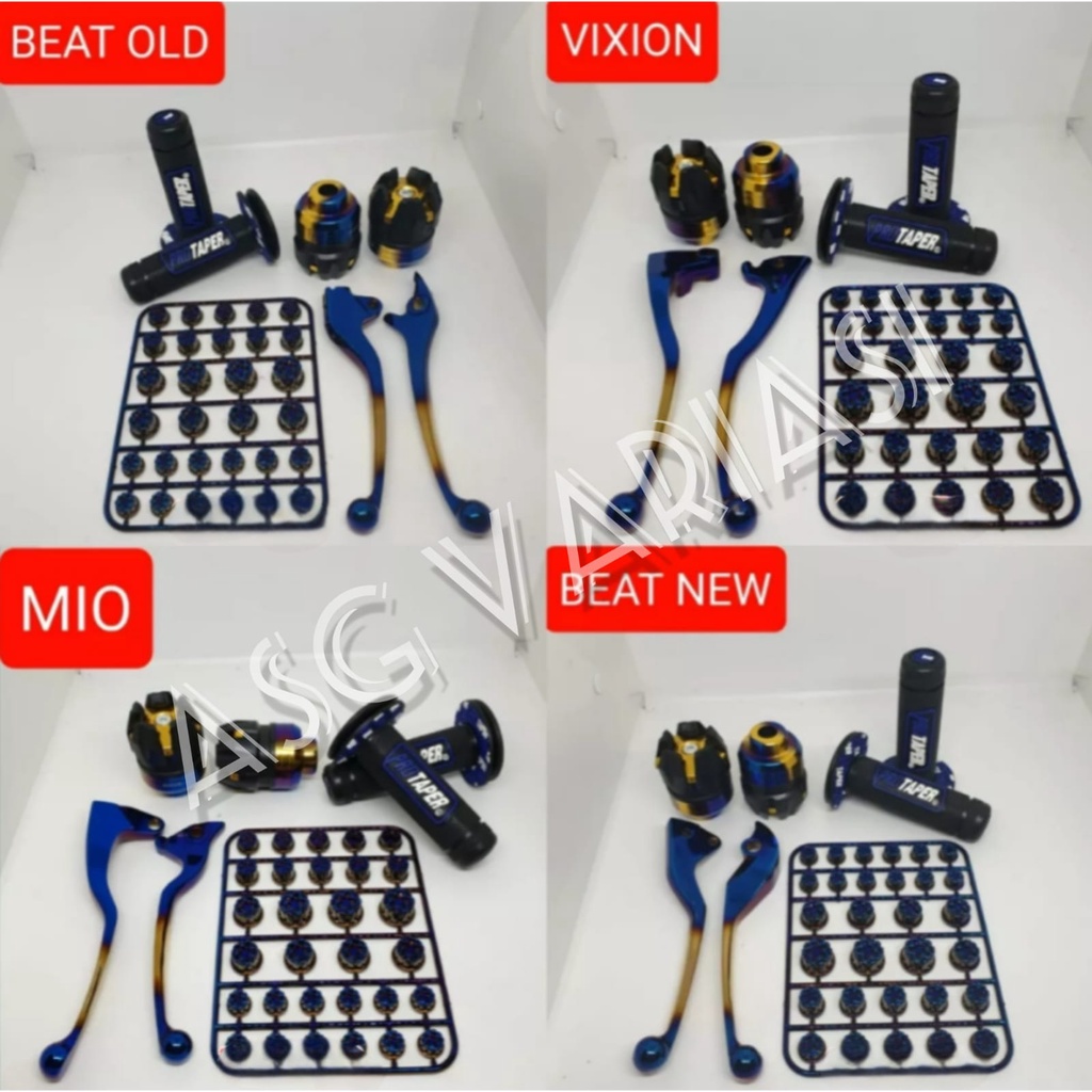 PAKET VARIASI JALU AS RODA HANDLE REM HAND GRIP PROTAPER MONEL TUTUP BAUT VARIASI MOTOR BEAT OLD VIX