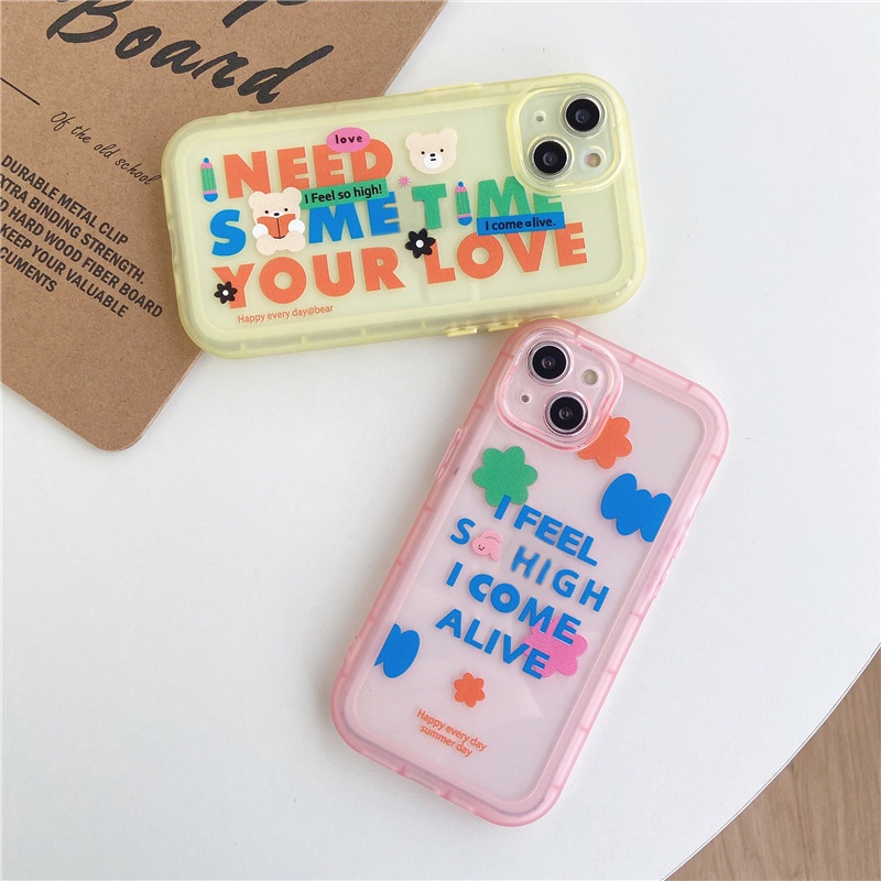 Soft Case TPU Shockproof Motif Kartun Beruang Untuk IPhone 13 12 11 Pro Max X Xs Max XR 8 7 Plus