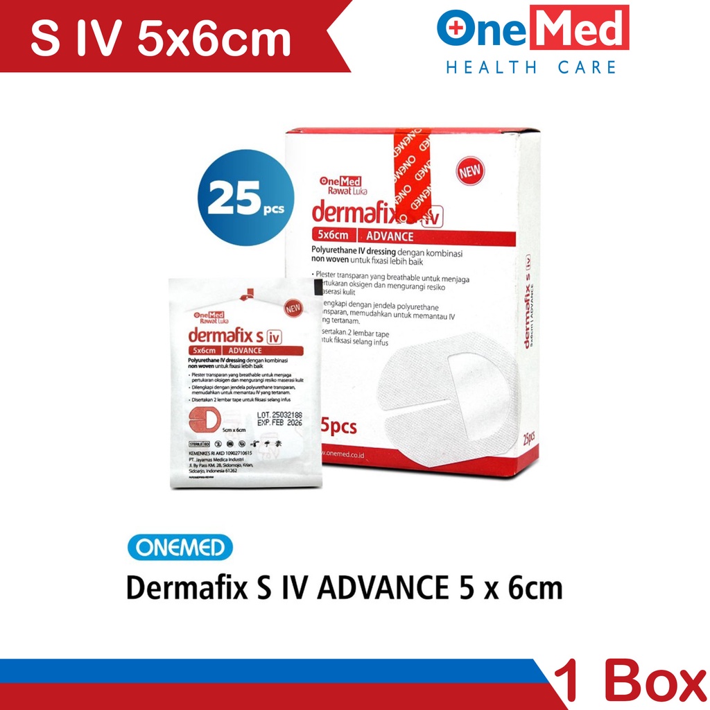 Dermafix S IV Dressing Advance 5 x 6 Cm OneMed box isi 25pcs
