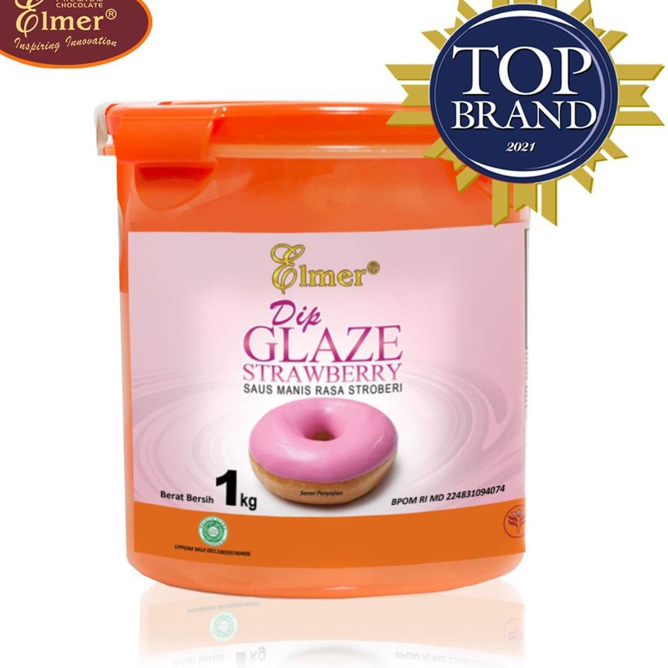 

Import Terlaris Elmer Dip Glaze Strawberry 1 kg | Topping Donat | Selai Roti 
