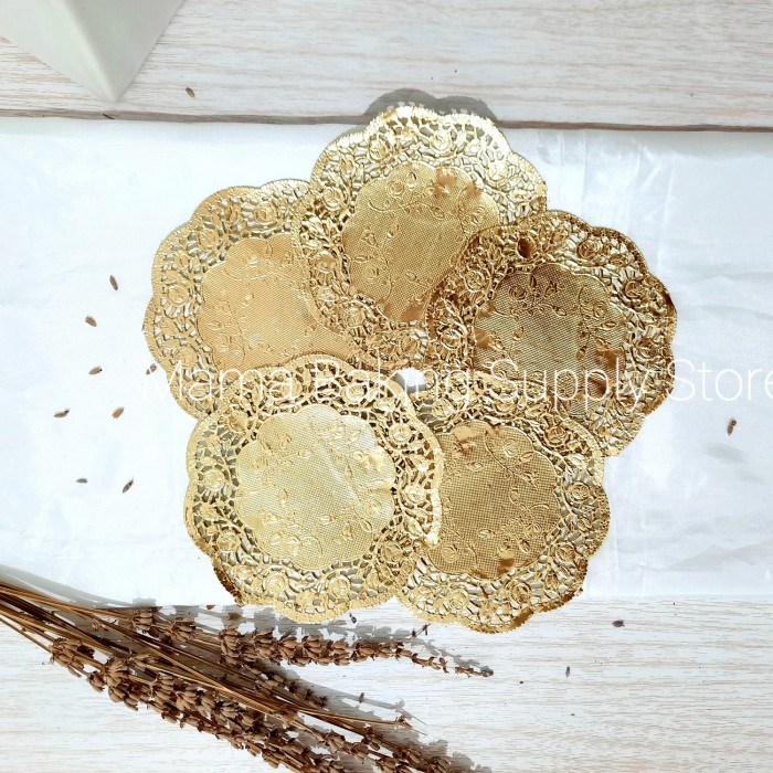 

Tatakan Kertas Alas Toples Doilies ROUND GOLD 4.5 4,5 " inch 11cm 20pc