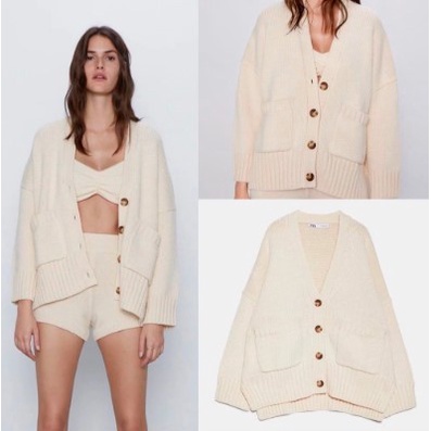 ZARA Knit Cashmere Cardigan - Outer Atasan Wanita original