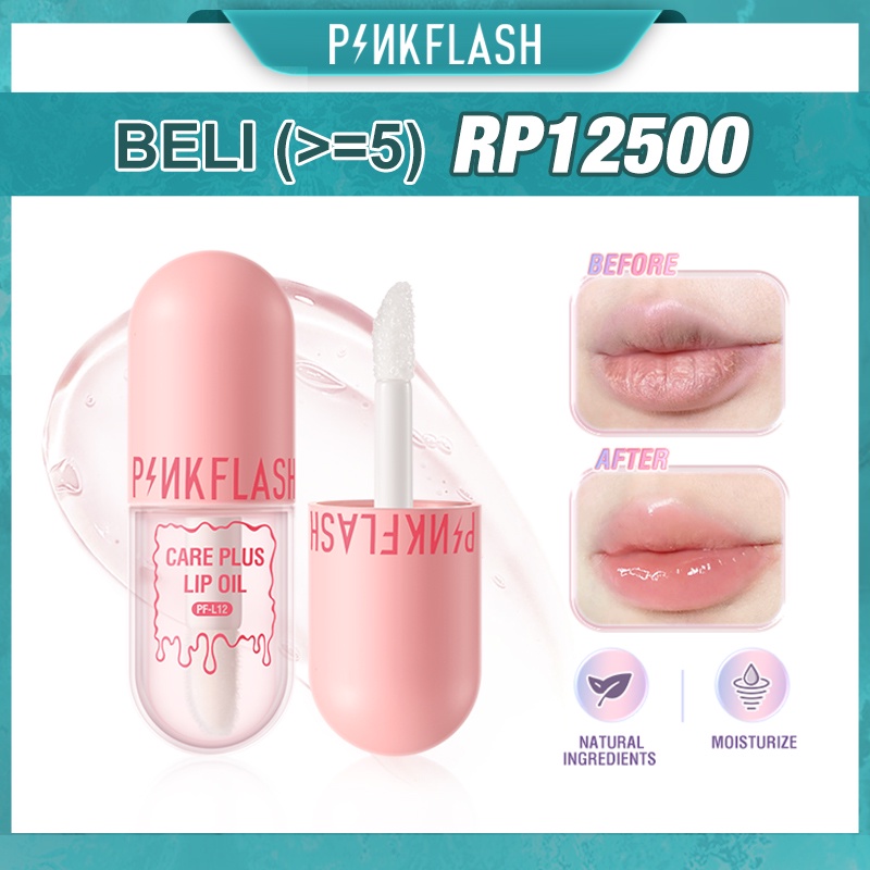 PINKFLASH Lip Oil 5 Natural Ingredients Moisturize Repair Nourish Reduce Wrinkles Waterproof Multi-uses Lip Care Plus-Pelembab Bibir