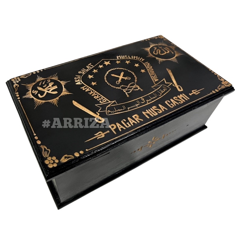 KOTAK SABUK MORI PN GASMI PAGAR NUSA GASMI MOTIF LAFADZ ALLAH MUHAMMAD / TEMPAT SABUK PAGAR NUSA GASMI / TEMPAT IKAT PINGGANG PN PAGAR NUSA GASMI / TERMURAH DARI KAYU JATI (FREE UKIR NAMA)