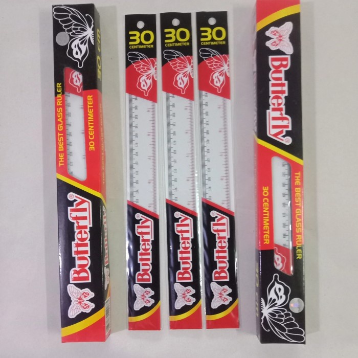 

murah Penggaris Butterfly 30 cm Garisan Plastik - Besi 30 Cm