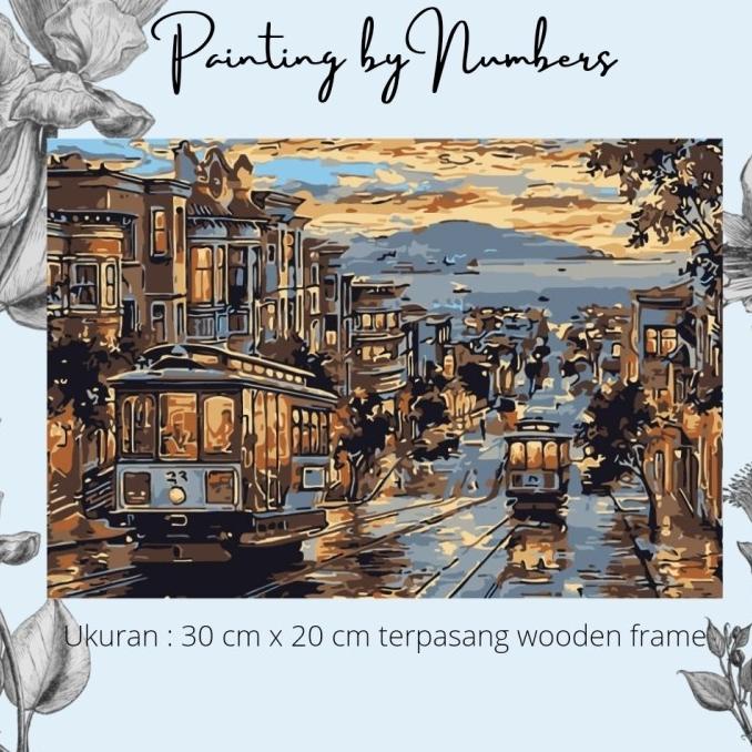 

DIY painting by number 30x20 kerajinan tangan - SanFransisco Cable Car