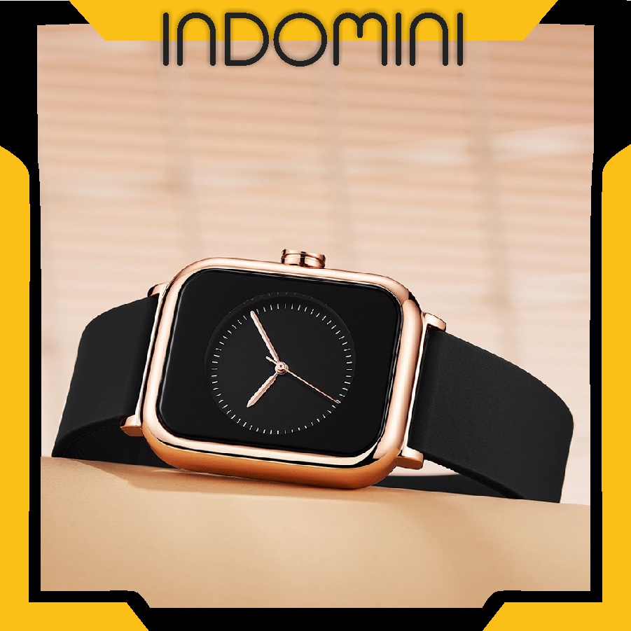 INDOMINI Jam Tangan Wanita Santai Mode Tali Silikon Display Kuarsa Simple Dial Anti Air Jam Tangan Cewek JT049