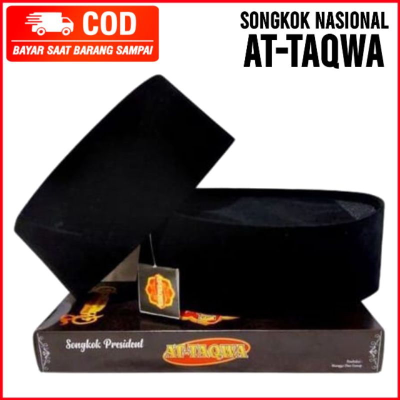 Peci Kopiah Songkok Presiden Nasional At-Taqwa AC Tinggi 9CM Hitam Polos Murah