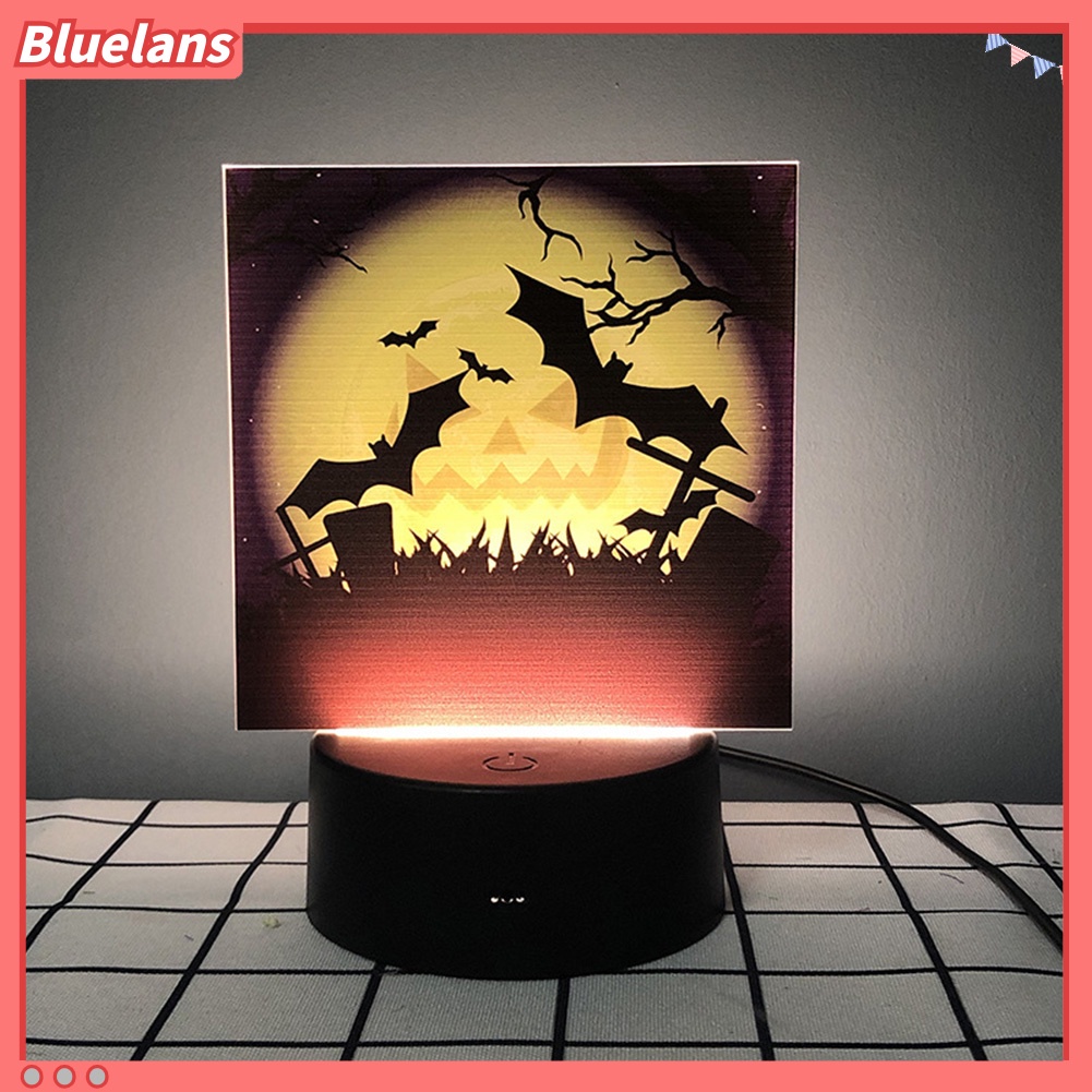 Lampu Malam LED Bentuk Labu Kelelawar Penyihir Untuk Ornamen Halloween