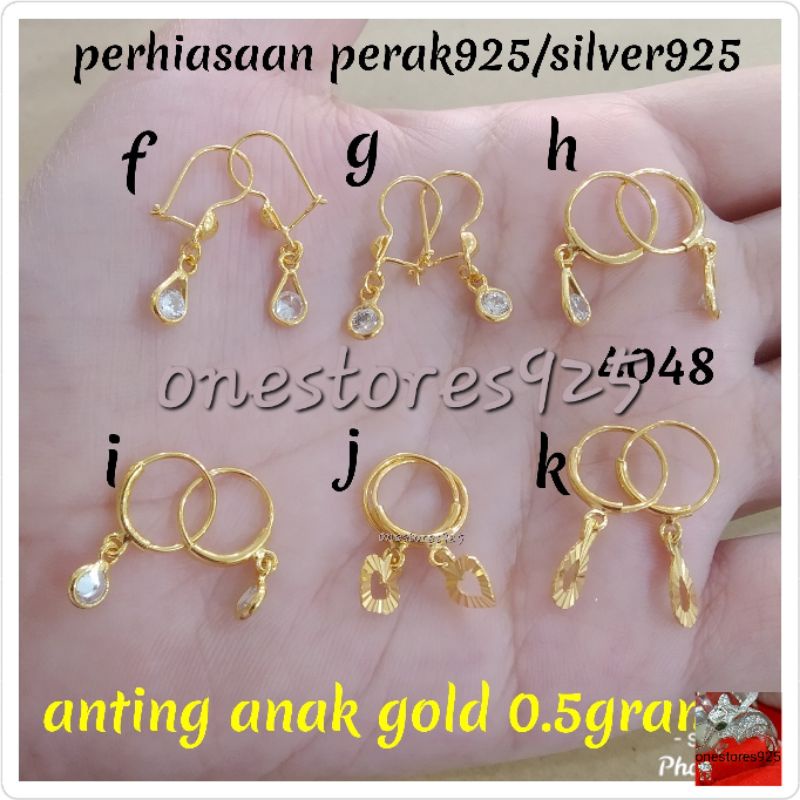 ANTING PERAK ASLI SILVER 925 ANAK LAPIS EMAS KUNING