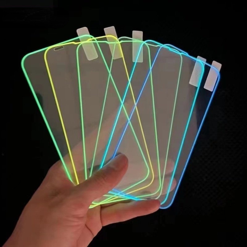 1pc Pelindung Layar Tempered Glass 3D Luminous Untuk iPhone 13 12 11 14 Pro Max