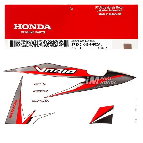 871X0-K46-N60ZAL Stiker Vario 110 Fi eSP 2017 Estilo Black Hitam Kiri