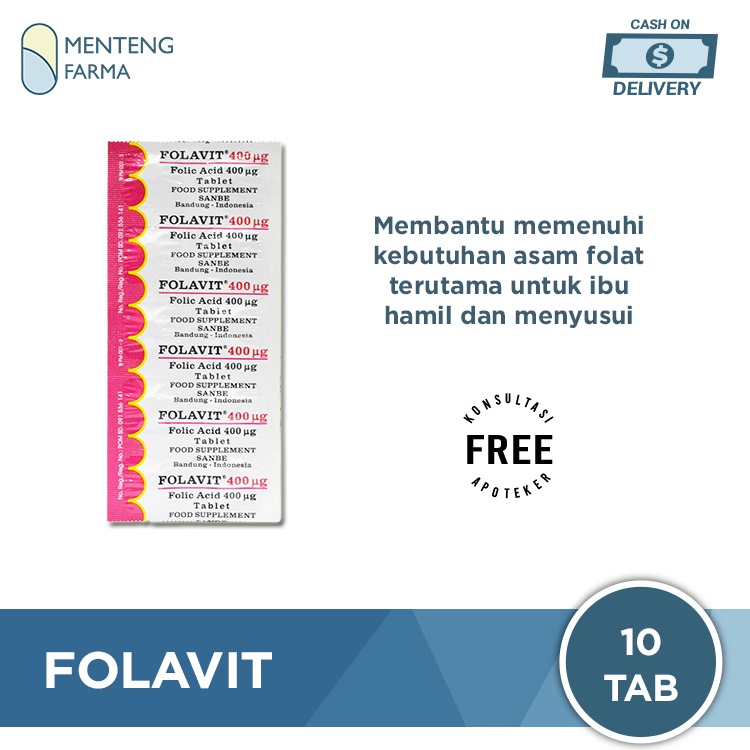 Folavit 400 Mcg Strip 10 Tablet - Suplemen Asam Folat Ibu Hamil