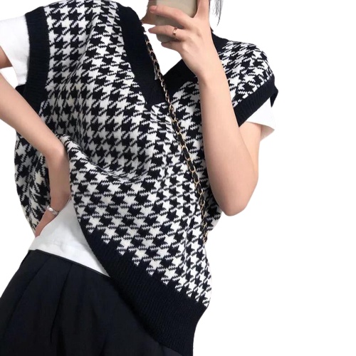 Jennie Vest knit / Houndstooth Vest Knit / Rompi Wanita korea / Rompi keren