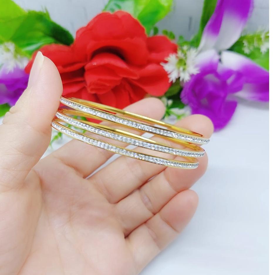 Harga Bersahabat Gelang Titanium keroncong set 3 mata