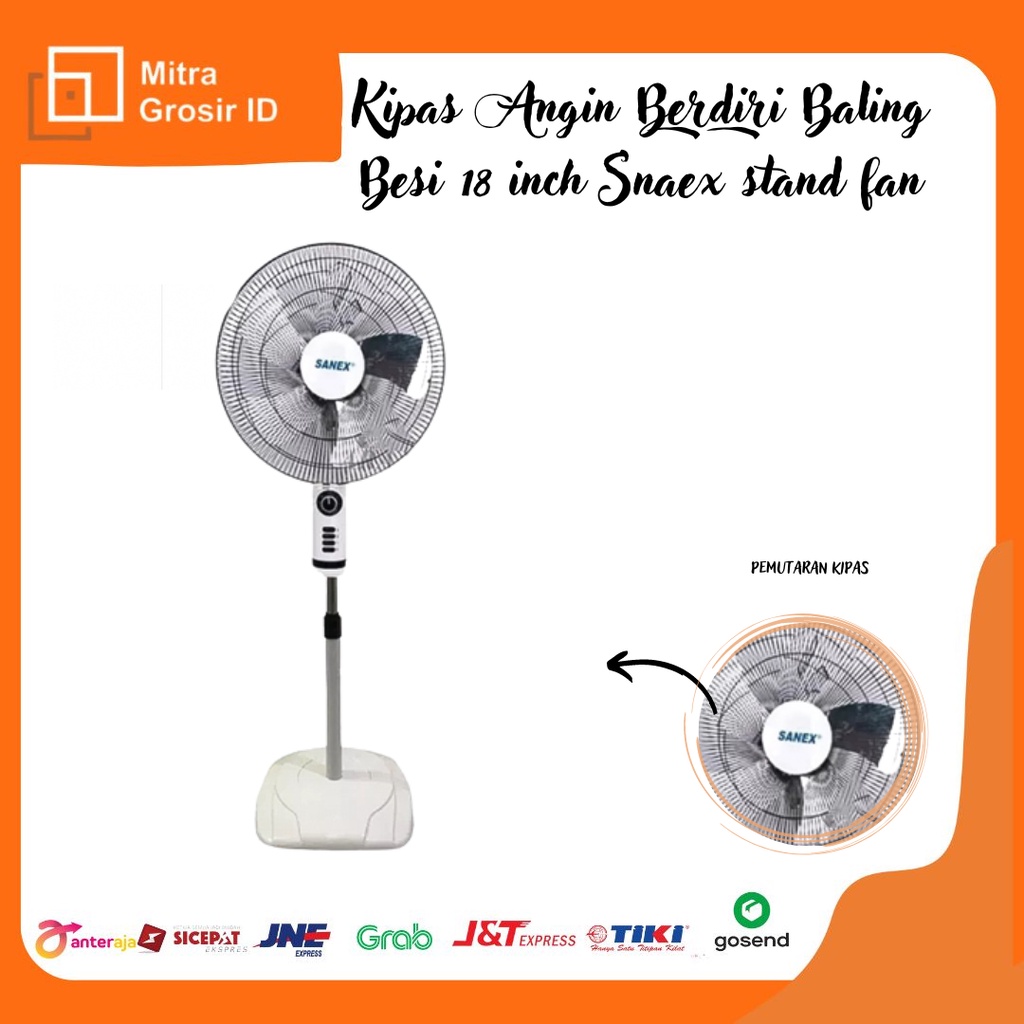 Kipas Angin Berdiri Baling Besi 18 Inch SANEX Stand Fan