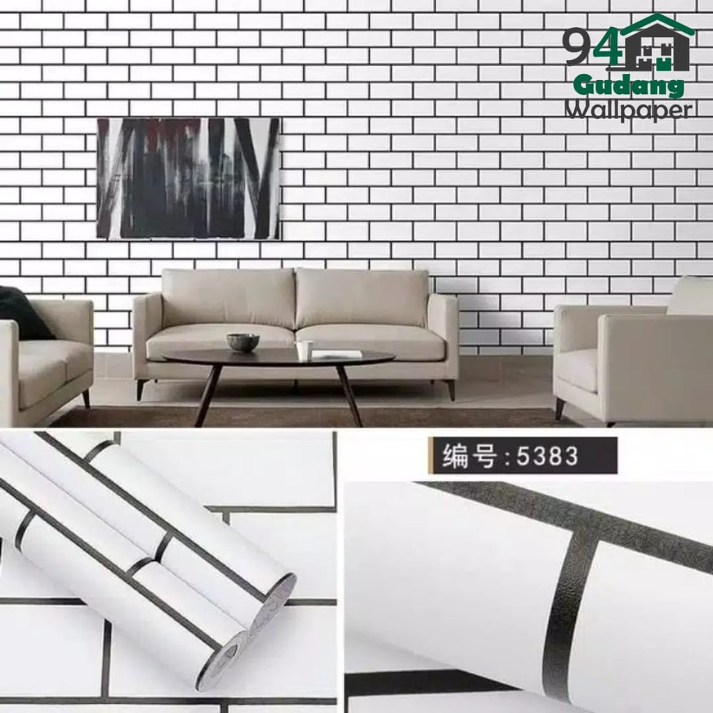 (PROMO) 10 METER Gudang Wallpaper Dinding Kamar Motif Bata Hitam Anti Air Murah Dan Terbaik Bahan PVC Premium