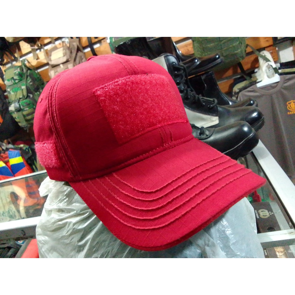 Topi BDU pria original tactical double mes HITAM/BIRU/MERAH
