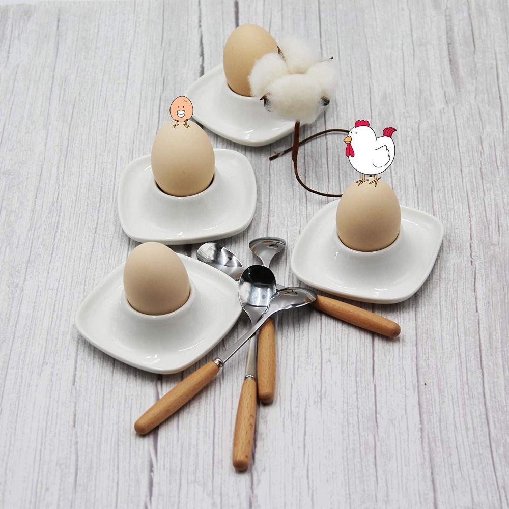 [Elegan] Eggs Cup Easter 4Pcs Breakfast Porcelain Rebus Telur Rak Penyimpanan Dapur