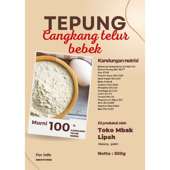 Jual Bubuk Tepung Cangkang Telur Bebek 500g Shopee Indonesia