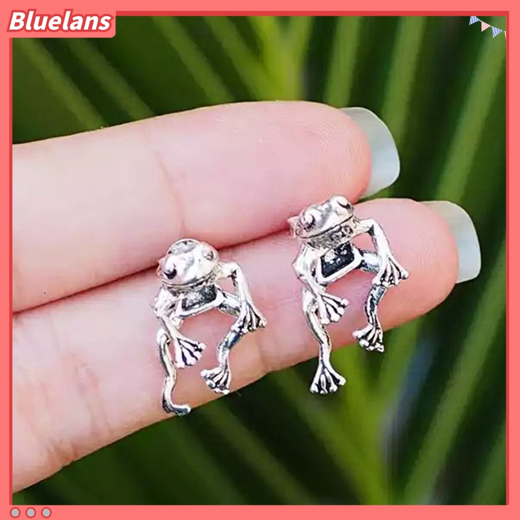 1 Pasang Anting Stud Bentuk Katak Bahan Alloy Gaya Etnik Untuk Pesta