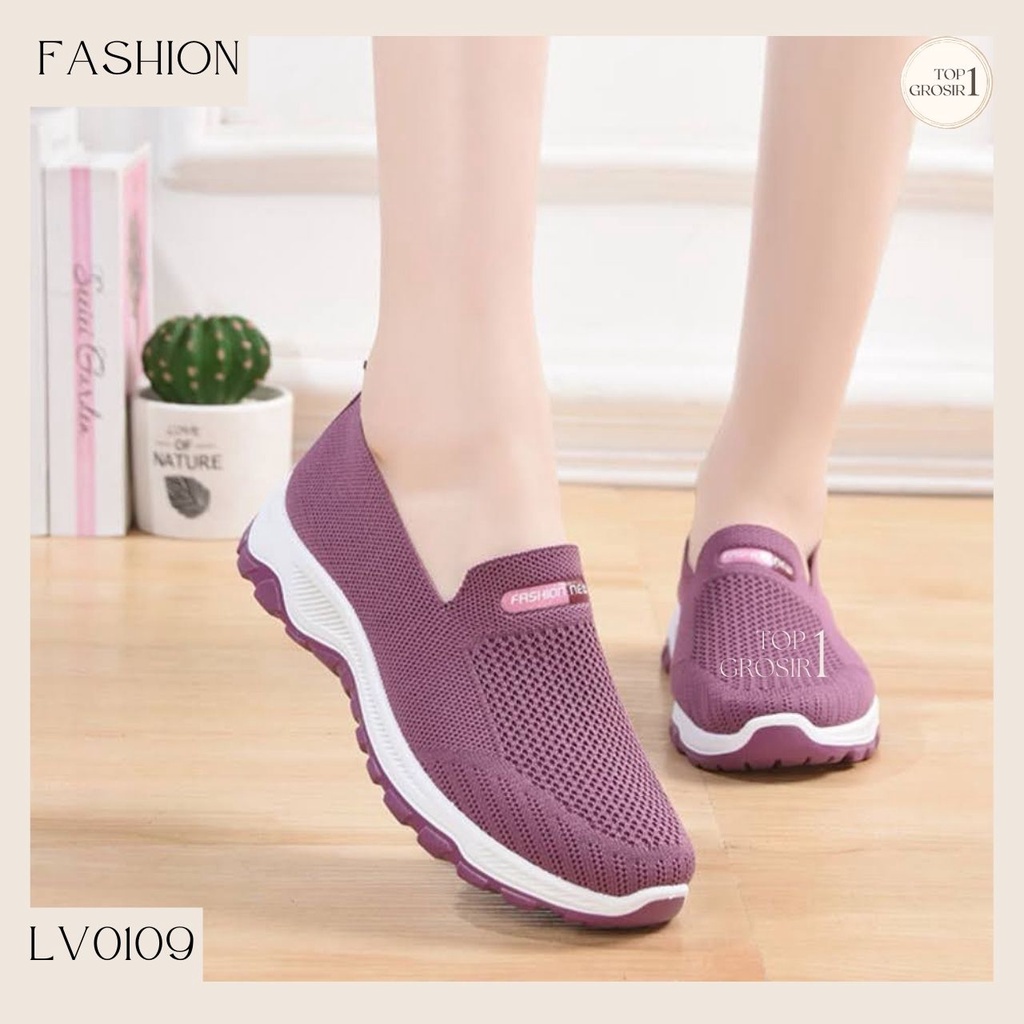 TOPGROSIR LV0109 Sepatu Slip On Wanita Import Sepatu Kerja /Sepatu Kerja Kanvas Lentur