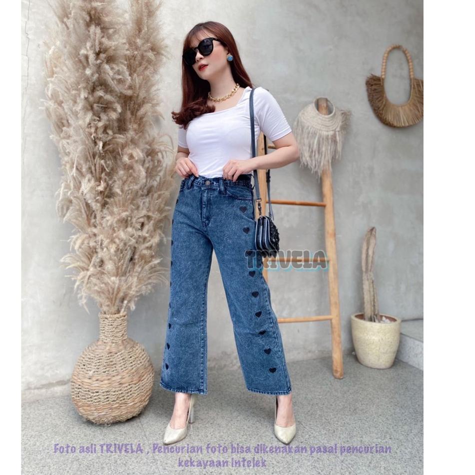 Harga Miring--Kulot Jeans Love Wanita / Love Cullotes / Kulot Love Jumbo / Kulot Love 27-34
