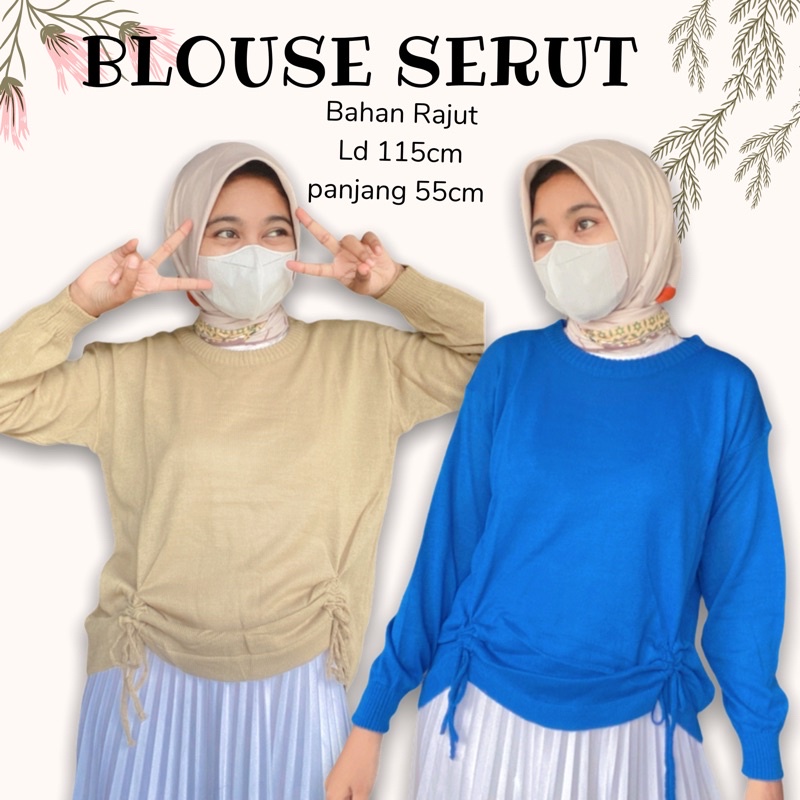BLOUSE SERUT RAJUT | SERUT DEPAN RAJUT | BAJU SERUT DEPAN