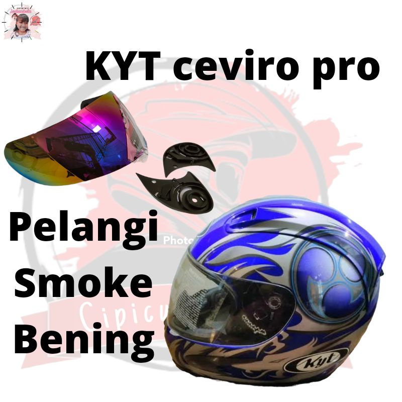 kaca helm KYT ceviro pro full face pelangi smoke bening rachet VISOR helmet