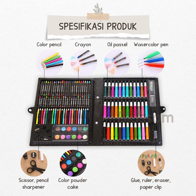 Crayon set 150 pensil warna set kuas cat lusis