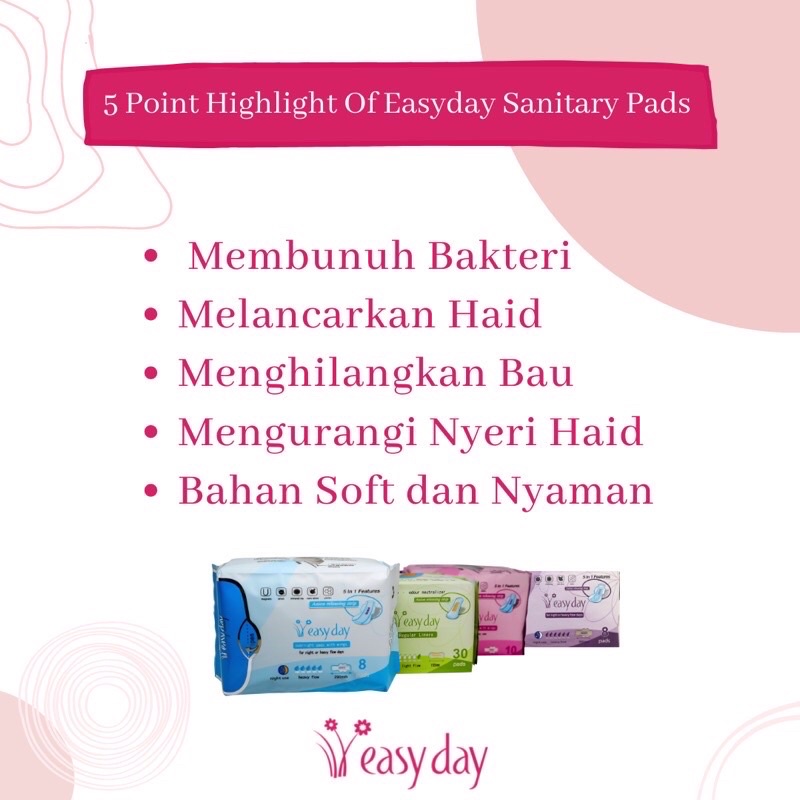 Easyday Pembalut Premium Anti Bakteri Paket Hemat 2/4/6/9 Bungkus Bebas Mix Semua Ukuran