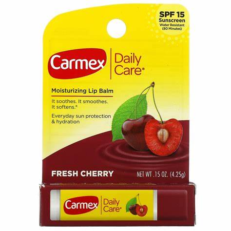 Carmex Classic Daily Care Moisturizing Lip Balm Stick Medicated SPF15 Strawberry Classic or Cherry