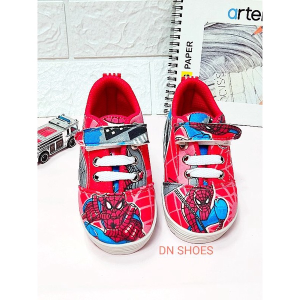 Sneakers Anak Laki-Laki Sepatu Anak Karakter Laba Laba Spider Merah