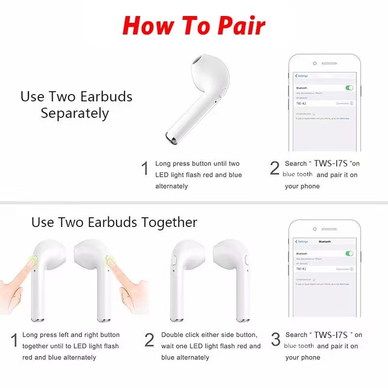 Wireless Stereo Headset Bluetooth I7S TWS Versi 5.0 Sport True Wireless Headset I7S Hands Free I7s Twsheavy Bass Mini Portable Bluetooth Headset