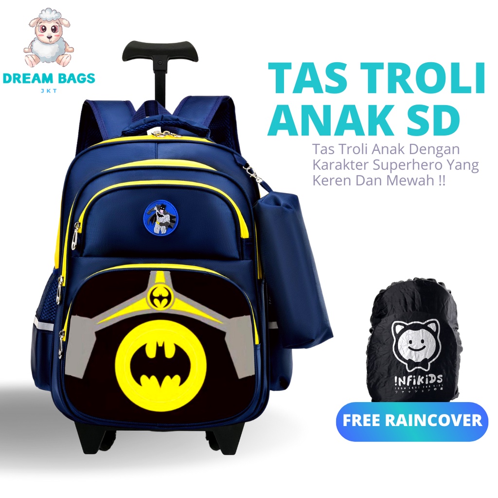 Tas Troli Anak Laki Laki Sekolah SD Tas Koper Dorong Anak Cowok DREAM BAGS DB-631C Import