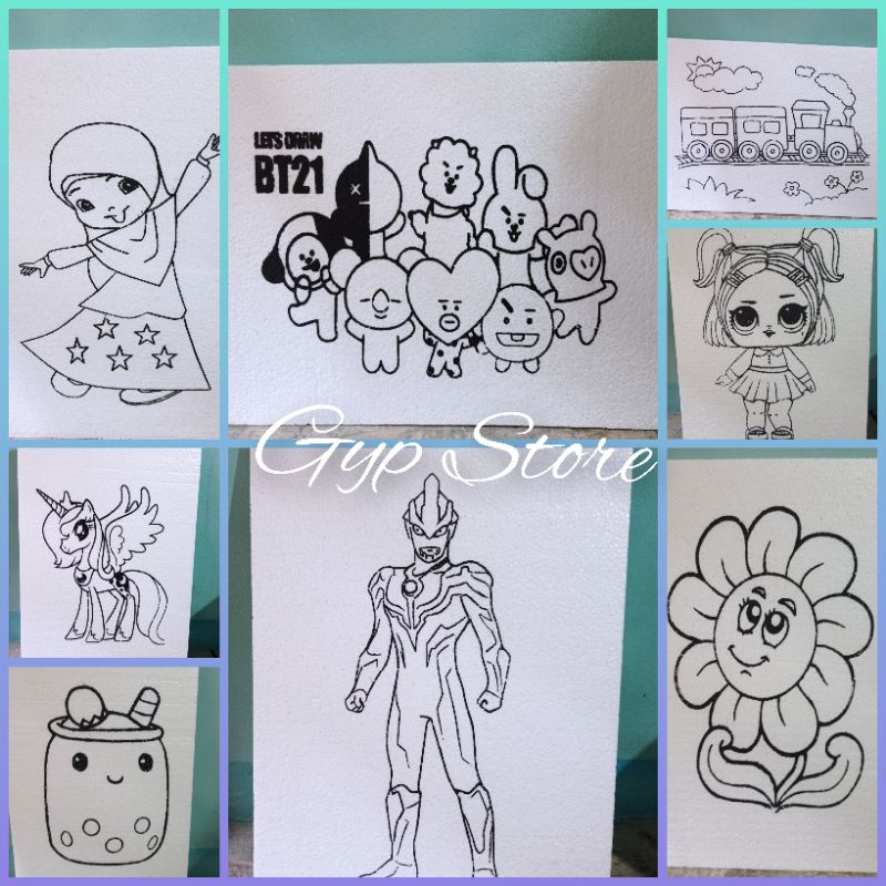 Paket 30 pcs Styrofoam Gabus Lukis size 33x50cm / Mewarnai Styrofoam Lukis Termurah / Styrofoam harg