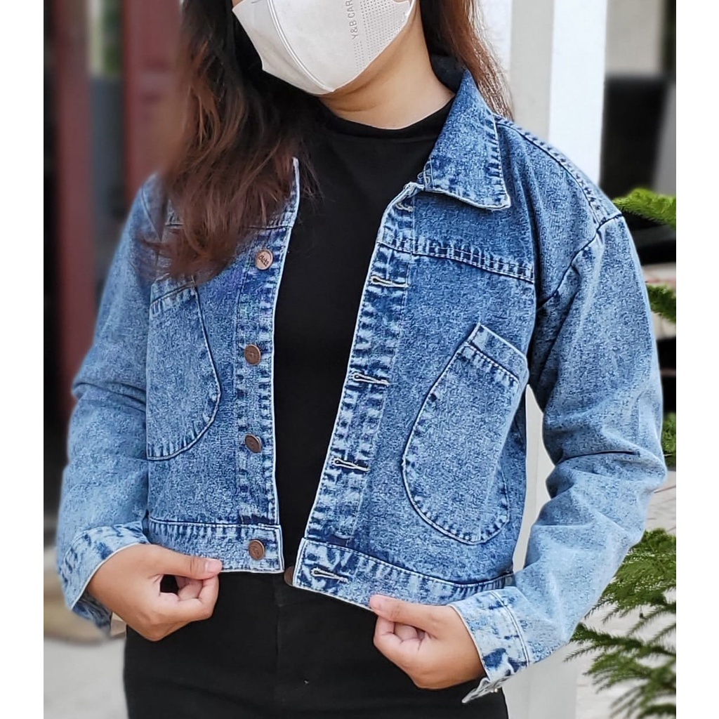 JAKET JEANS DENIM WANITA HIGHT QUALITY // OVERSIZE JAKET JEANS WANITA SAKU GENTONG