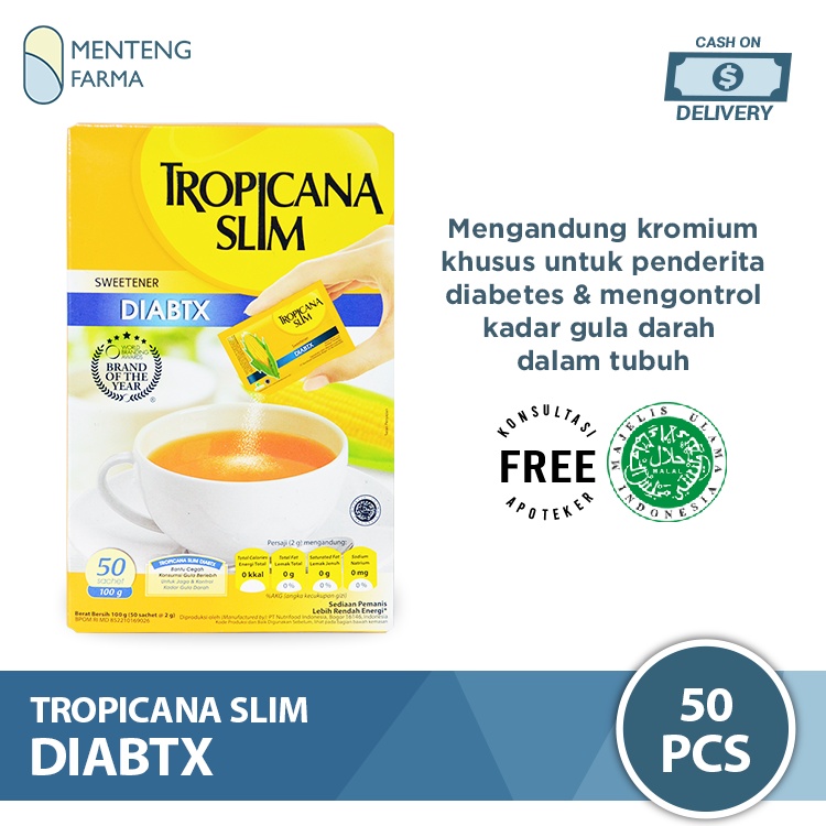 Tropicana Slim DIABTX 50 Sachet - Pemanis Alami Diabetes Bebas Kalori