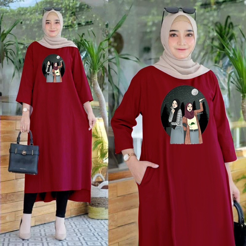 FF LONG TUNIK HIJAB COLABORATION TUNIK WANITA TERBARU LT 6