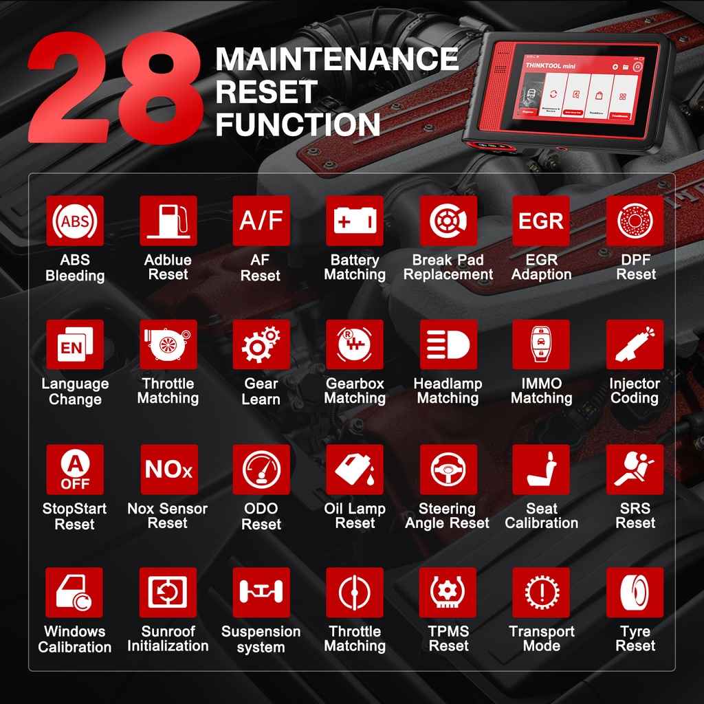 THINKCAR Thinktool Mini OE-Level Mobil Scanner Obd2 Alat Scanner Mobil Obd2 Car Diagnostic Tool All Systems Odb2 Car Scanner With 28 Maintenance Reset Functions And ECU Coding/Bi-Directional Control