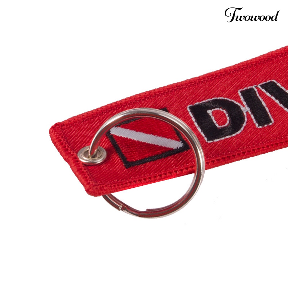 Twowood Gantungan Kunci Motif Tulisan CAUTION DIVER