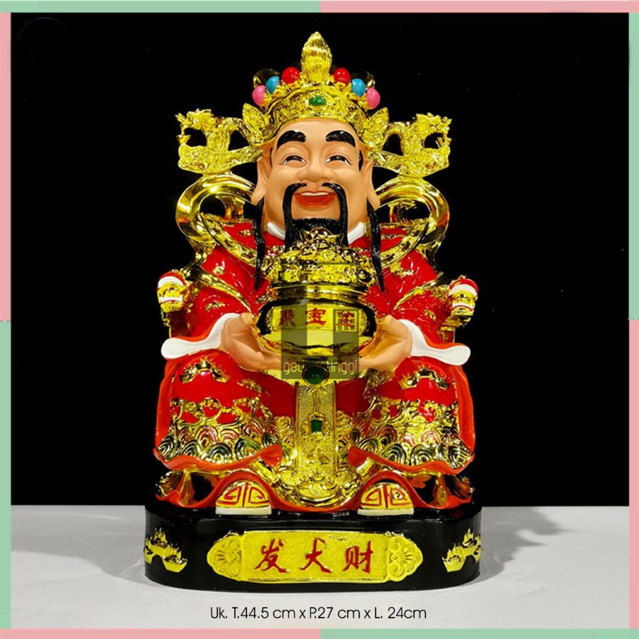 Patung Hiasan Pajangan Hadiah Meja Kantor Dewa Cai Shen Chaisen Caisen Amulet Kekayaan Kwan Kong Guan Yu Bumi Maitreya Fengshui Fengsui Feng Shui Rejeki Hoki Altar Sembahyang Batu Giok Resin Rupang Gelang Tasbih Buddha Budha Amitabha Statue Necklace Besar