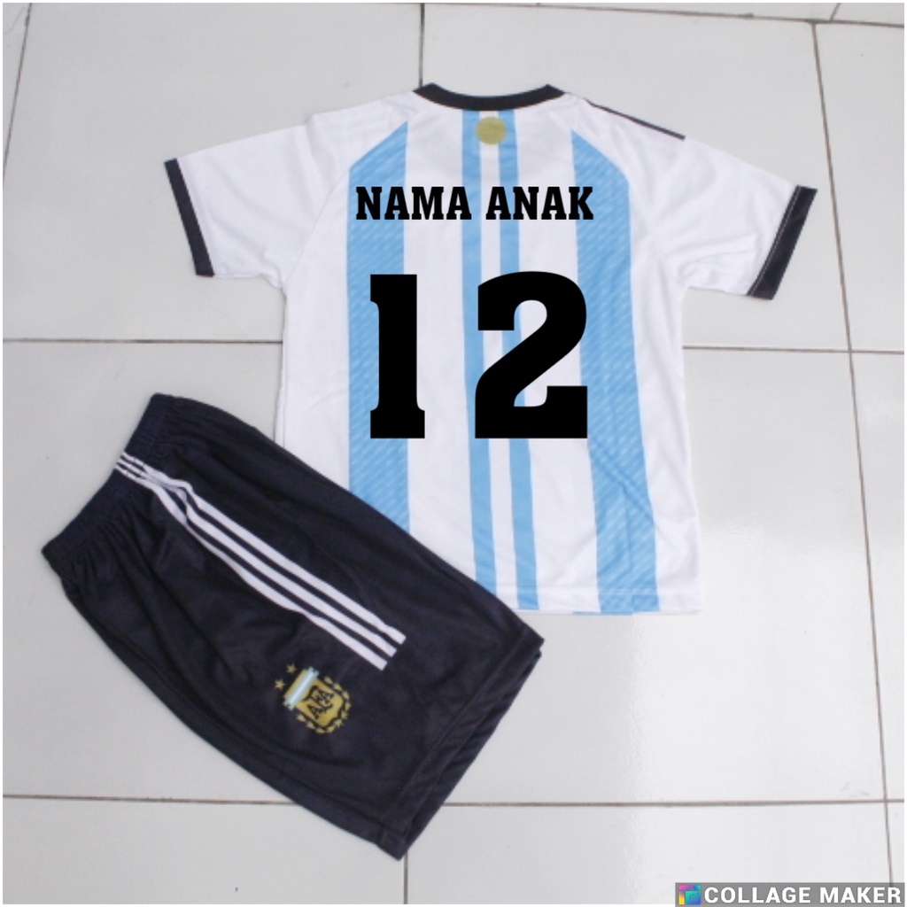 baju bola jersey argentina/ setelan baju bola anak argentina printing